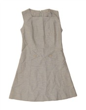 VINTAGE Womens Sleeveless A-Line Dress UK 12 Medium Grey Flecked AF02