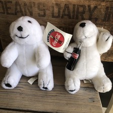 1996 Christmas Coca-Cola Polar Bear Plush Holding Coke Bottle 7" Vintage NWT Lot