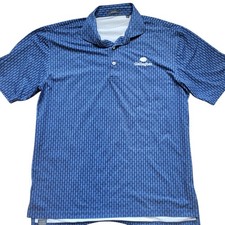 Turtleson Polo Shirt Mens Large Blue All Over Print Performance Golf Geometric