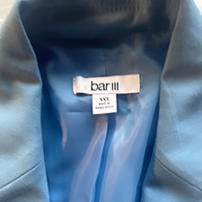 Bar III Women s Blue Double-Breasted Blazer 2XS Peak Lapel 6-Button Lined