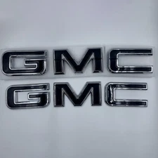 2pcs Front Grille Tailgate Rear Emblem For 2015-2019 GMC Sierra 1500 2500HD 3500