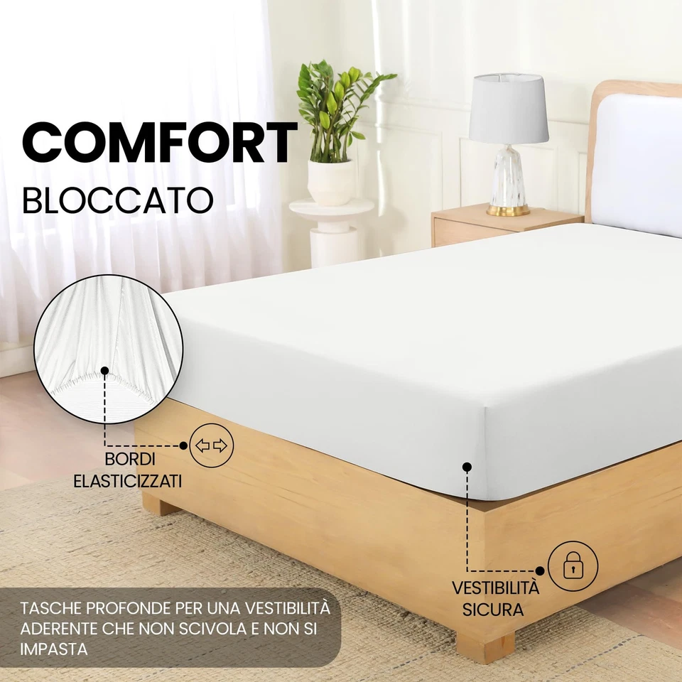 Utopia Bedding Lenzuolo con Angoli Due Piazze Matrimoniale 160x200cm Bianco - Immagine 4 di 4