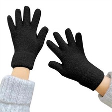 Women Fluffy Furry Full Finger Mittens Soft Faux Fur Gloves Winter Warm Gloves