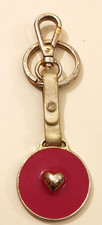 Vintage Red Heart Keychain Key Fob Lobster Claps Leather Strap Bag Charm Gift