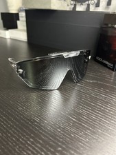 Versace VE4461 Shield Sunglasses Blue Mirror Lens Clear Frame Made in Italy UNI