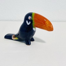 Redware Tucan Vintage Pottery Figurine Handcrafted, And Signed By Artist