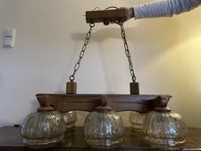 Hängelampe 6 flammig Eiche rustikal Deckenlampe Too