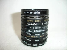 Lot of 10 40.5mm lens filter UV, Skylight, CPL, Yellow- AS IS filters #0014