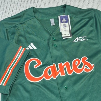 Miami Hurricanes Baseball Jersey Green Retro Adidas Large