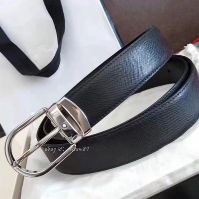 New Montblanc Black/Brown 30mm Reversible Leather Belt With Gift Packaging