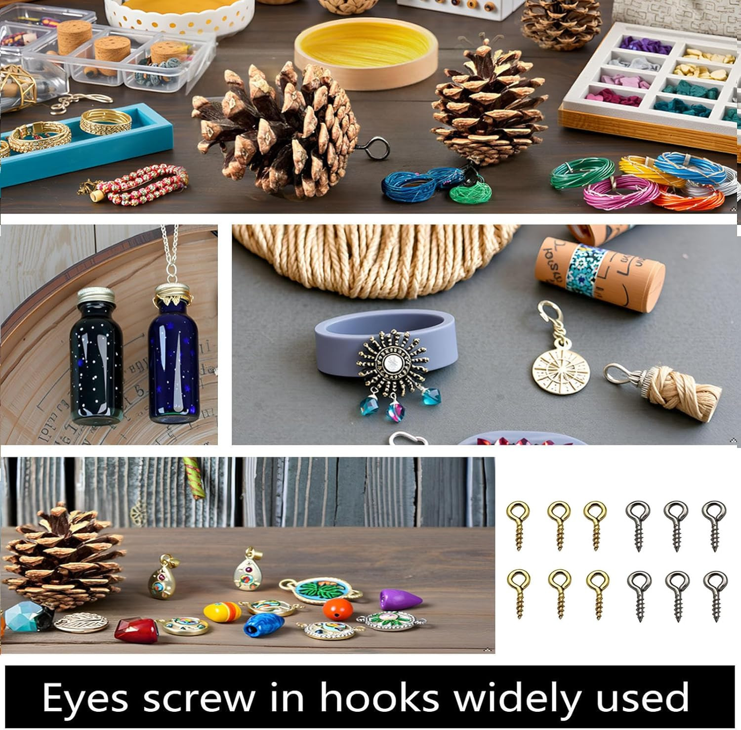 Small Mini Eyes Screw-In Hooks Jewelry Eye Pin,Silver+Gold Colors (500 PCS)