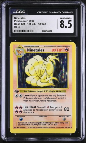 CGC 8.5 Ninetales 12/102 Base Set 1st Edition Shadowless Holo Pokemon Card