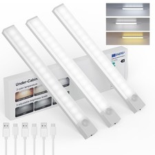 Under Cabinet Lighting 12 Inches Rechargeable Motion Sensor Light Indoor, 3 C...