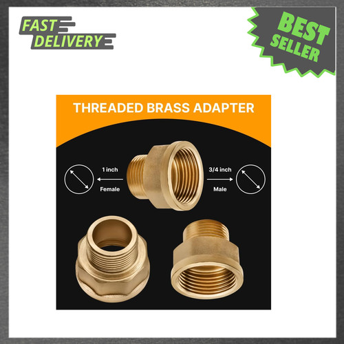 Brass Pipe Fitting Adapter 3/4 Inch Male x 1 Inch Female NPT Threaded Reducer