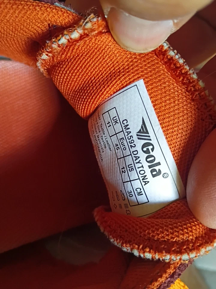 Gola Daytona Naranja Blanco Borgoña Rojo Zapatos de Entrenamiento Hombres Talla: 12 Foto 3 de 4