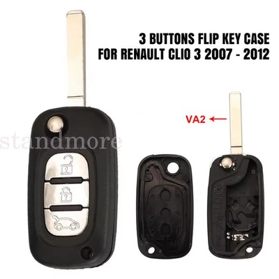 3 Button Remote Flip Key Fob Shell Case Cover For Renault Clio 3 2007 - 2012