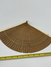 Vintage Carved Sandalwood Folding Hand Fan Pierced Design