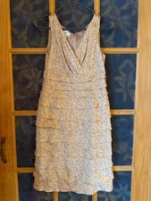 Maggy London Sleeveless Ruffled Empire Waist Dress Women's Size 4 Taupe/Buff