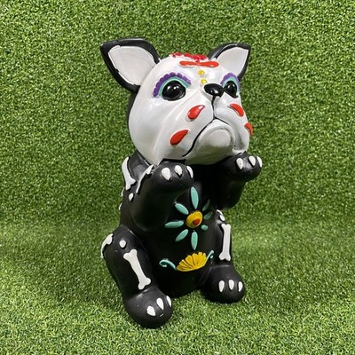 Debi Lilly Day Of The Dead French Bulldog Metal Skeleton Figurine Halloween