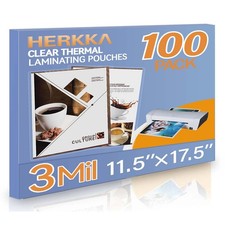 100 Pack Laminating Sheets, Hold 11 x 17 Inch Sheet, 3 Mil Clear Thermal Lami...