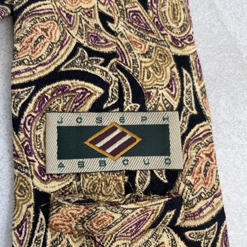 Joesph Abboud Herrenkrawatte beige geometrisch Einheitsgröße Seide klassisch Designer Vintage - Bild 3 von 5