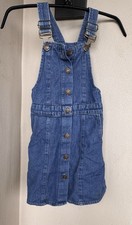 Japna Kids Blue Denim Romper Cotton Button Up Front Pockets Soft Comfort Size 7