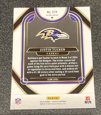 2024 Panini Select Club Level Zebra Prizm Justin Tucker #274 | eBay