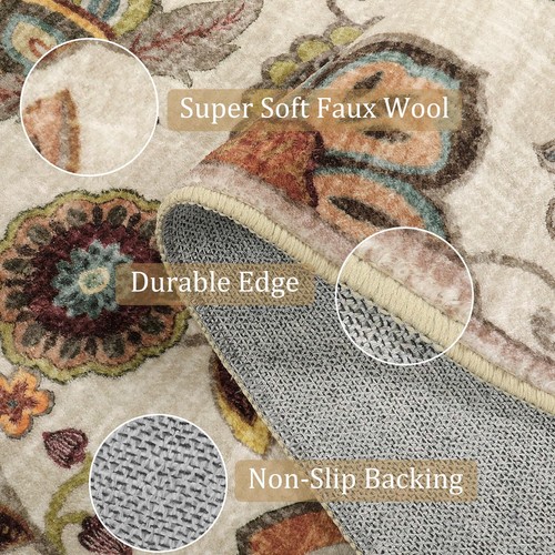 Floral Kitchen Rugs Non Slip2x5 Rug Runner Washable Paisley Design Entryway R... - Picture 2 of 8