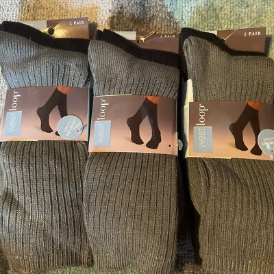 Lot Of 3 New Unopened West Loop Men Packages Of Crew Socks Qty 6 Pairs. (11)