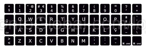 REPLACEMENT PORTUGUESE PT-PT KEYBOARD STICKERS KEY APPLE MACBOOK BLACK 14x14mm