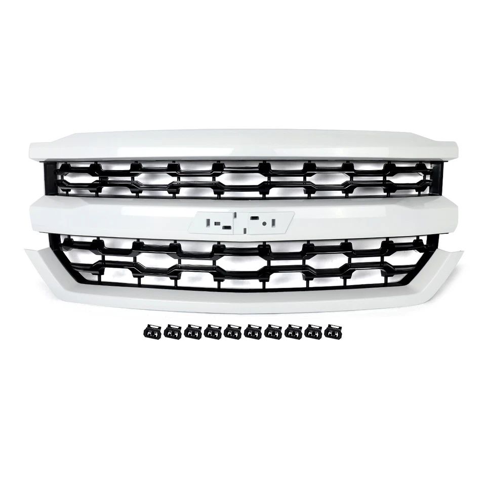 Fit 2016-2018 Chevrolet Silverado 1500 LTZ Summit White Front Bumper Grille New Foto 3 de 4