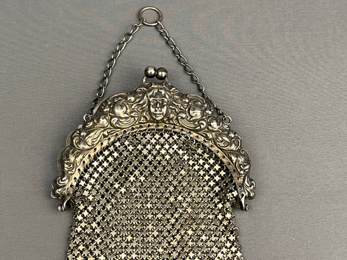 Antique Art Nouveau Sterling Silver Mesh Coin Purse  c. 1920's (J) - Picture 11 of 23