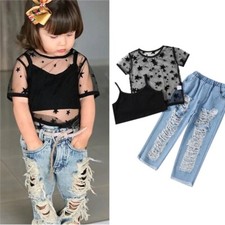 Toddler Kids Boys Clothes Mesh Tops Trouser Pants Tracksuit Outfits 3PC Set