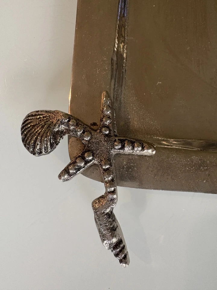 Star Home Metal Serving Tray Dish Platter Crab Shells Nautical - Image 3 of 4