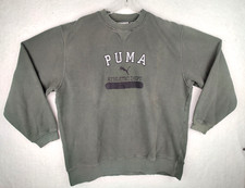 Vintage Y2K Puma Athletic Men's Lg Heavyweight Green Fleece Sweatshirt 4837