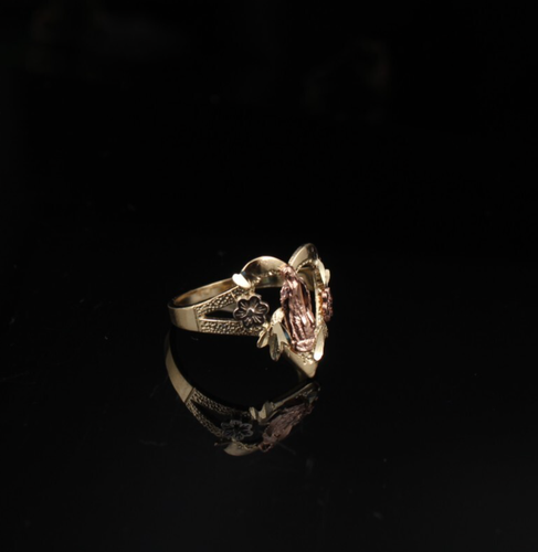 10k Yellow Gold Virgin Mary Cross 10KT REAL Gold Womens Ring Religious Ring - Picture 3 of 3