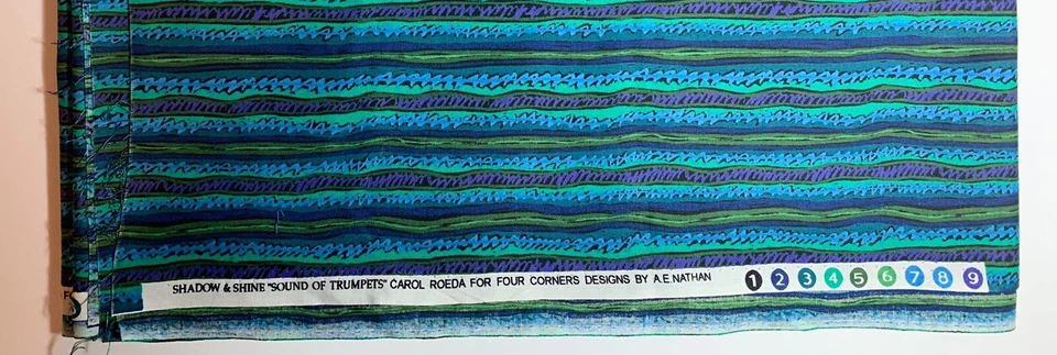 Tela 3 Yardas Sombra y Brillo Sonido de Trompetas Rayas Cuatro Esquinas Diseños 44" Foto 4 de 4