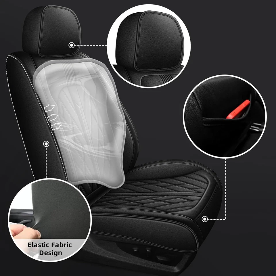 Fit For GMC Sierra 3500HD 2019-2024 2025 Front Truck Faux Leather 2-Seat Covers Foto 3 de 4