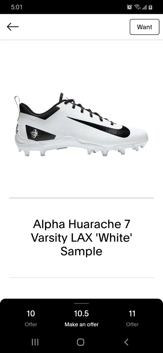 Nike Alpha Huarache 7 Varsity LAX White for Sale | Authenticity