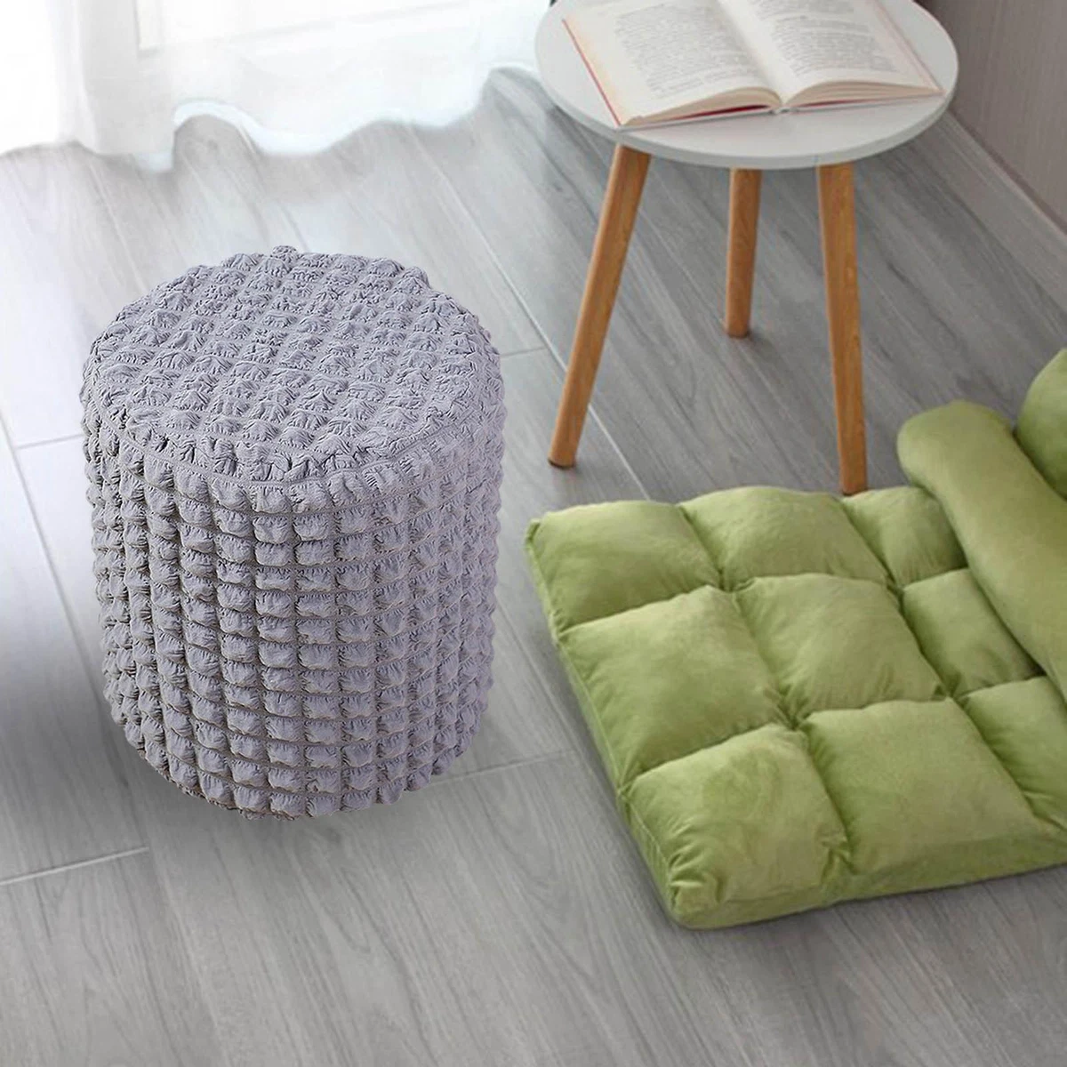 Round Ottoman Cover Foot Rest Stool Covers Polyester Stool Covers