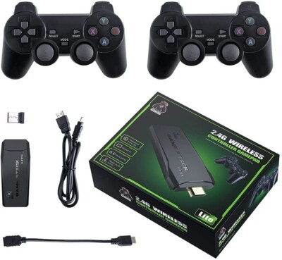 4K TV Game Stick Console Retro Games 2 Wireless Gamepad Built in 64GB 20000
