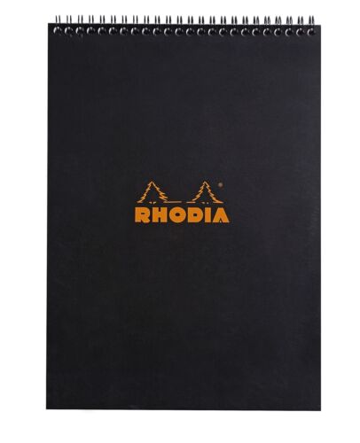 Rhodia Wirebound Notebook 8 1/4 x 11 3/4 Lined Black - Afbeelding 1 van 1