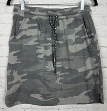 Maurices Green Camo Terry Knit pull on Skirt with Pockets sz S