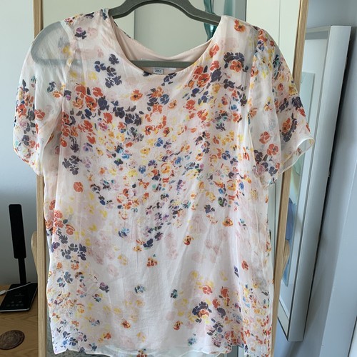 Rania Pink Flower Silk Blouse L.K.Bennett Size M UK 10 US 6 Light Elegant Chic