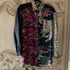 Speigel  Honeybee Vintage Leopard Zebra Animal Tunic Blouse Bling Bust 44” S