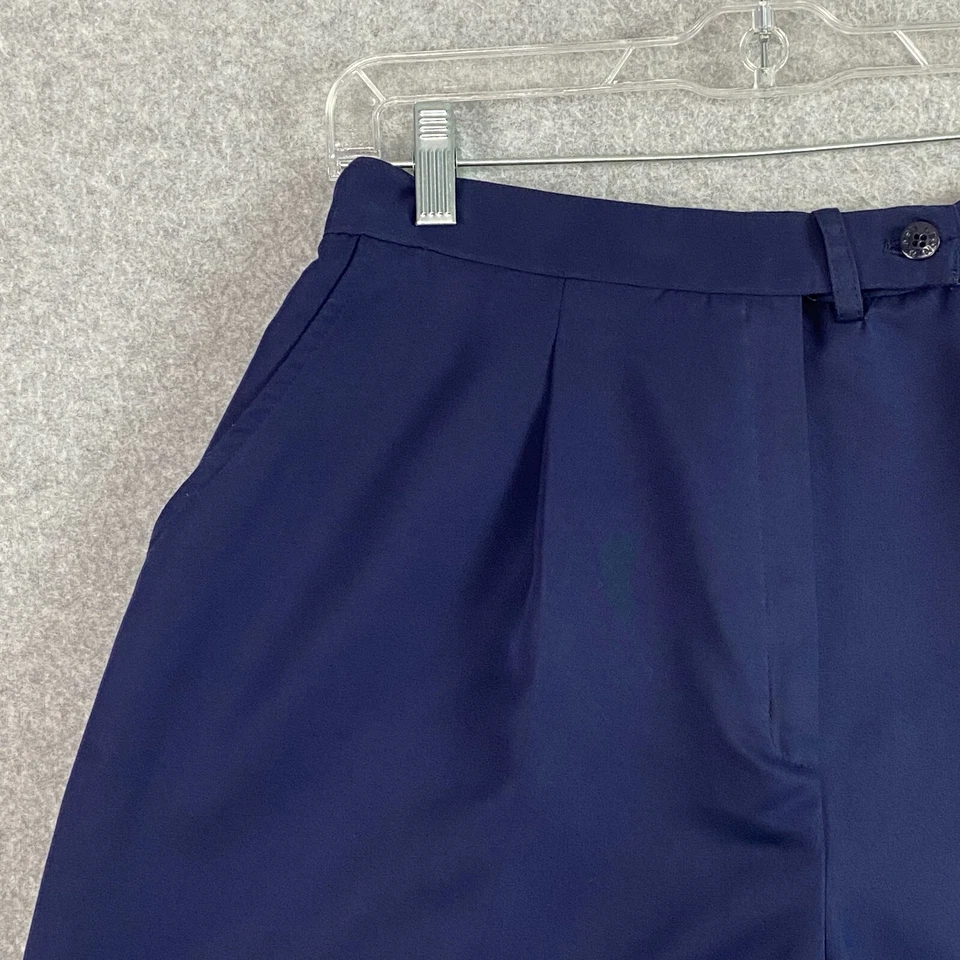 Pantalones Cortos Leon Levin Para Mujer 10 Azul Marino Plisado Frontal Tiro Alto Cintura Elástica Foto 3 de 4