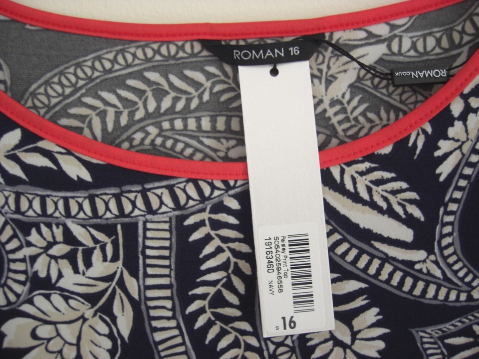 Roman Originals Navy and White Longline Tunic/ Dress size 16 BNWT eBay