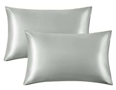 2er-Pack Seidenkissenbezug, Blissy Satin Kissenbezug für Haare und Haut grau