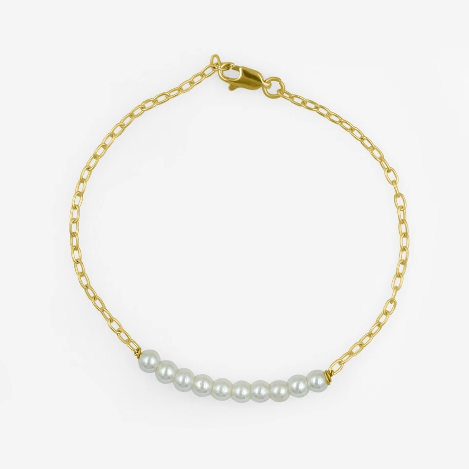 Natürlich Süßwasser Perlmutt Stangen Armband für Damen Messing Freundschaft Band - Bild 4 von 4