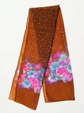 Vintage Floral Chiffon Scarf 42" x 13"